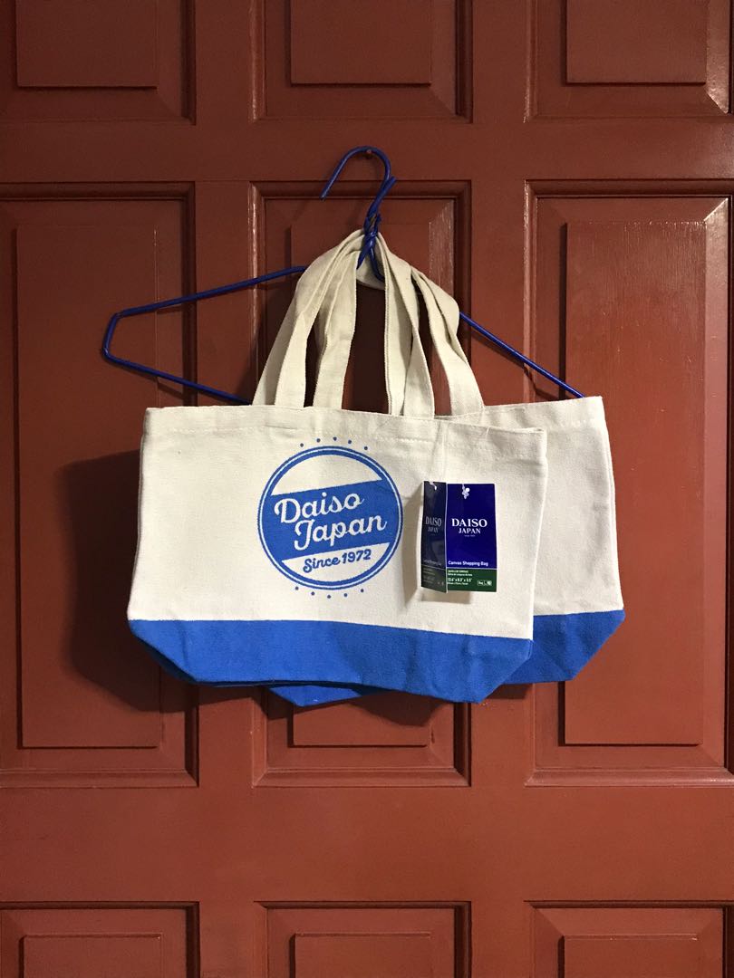 [2 for 2] Daiso Canvas Shopping Bag, Women's Fashion, Bags & Wallets