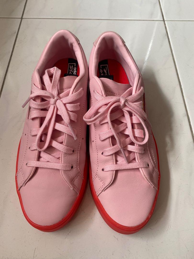 pink and red adidas