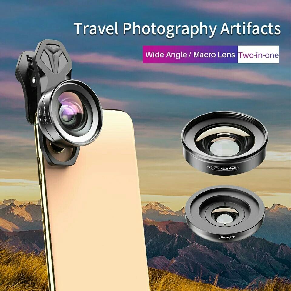 Apexel 2in1 Hd Camera Phone Lens Kit 1 Degree 4k Wide Angle Lens 10x Macro Lens For Iphone 11 Samsung Xiaomi All Smartphone Photography On Carousell