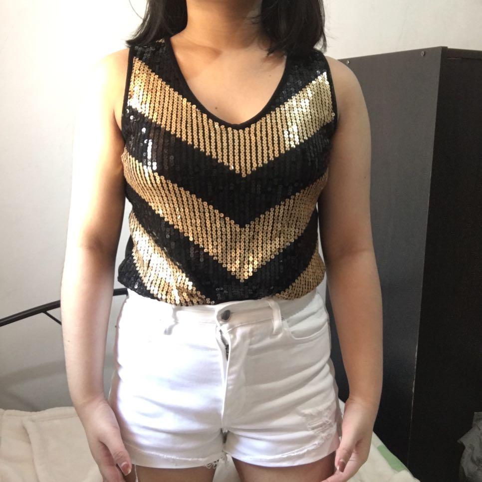 black and gold sparkly top