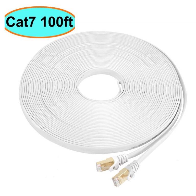 Cat 7 Ethernet Cable 100ft Outdoor, Triple Shielded Ethernet Network 24AWG,  Heavy Duty High Speed Patch Cable 10Gbps 600Mhz, SFTP Cat7 RJ45 LAN Cable  Waterproof Direct Burial for Modem Router PS4/PS5 