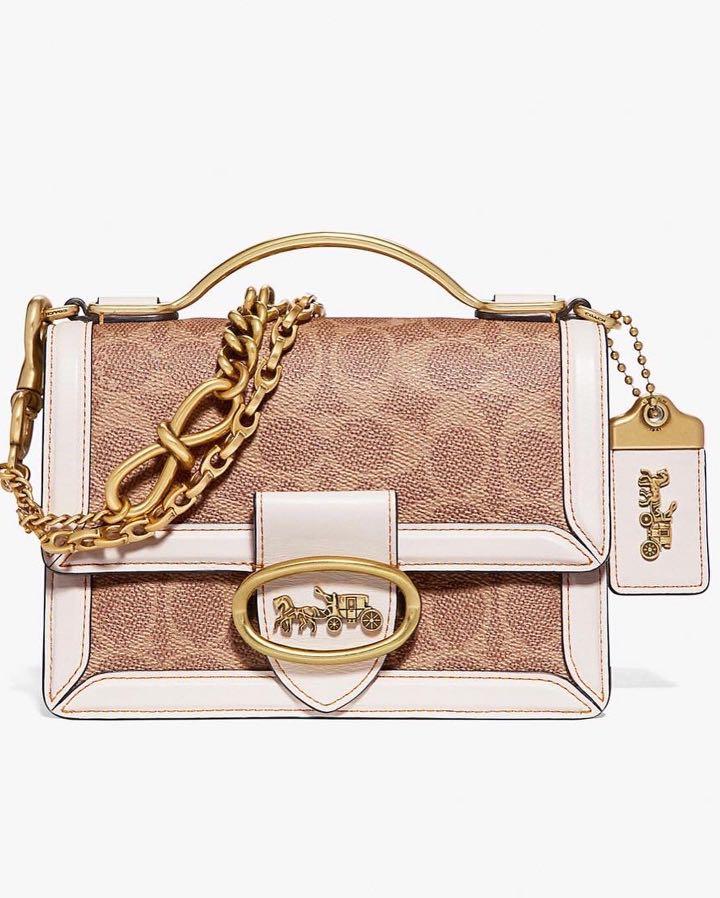coach riley top handle 18 in signature canvas