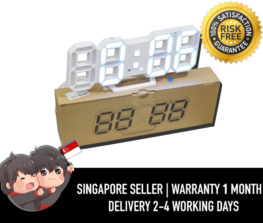 DS6609 Acrylic Digital LED Table/Wall Hanging Alarm Clock, Furniture