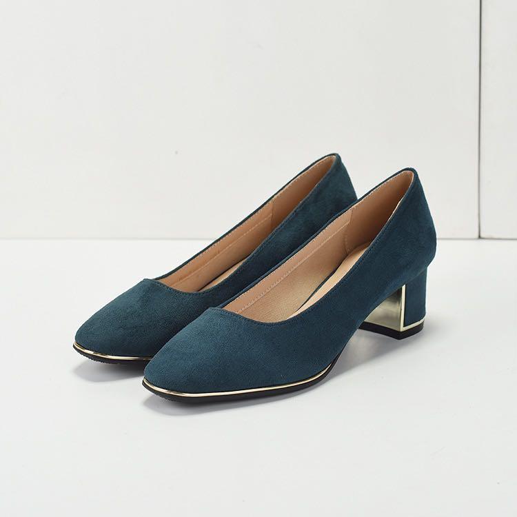 turquoise block heels