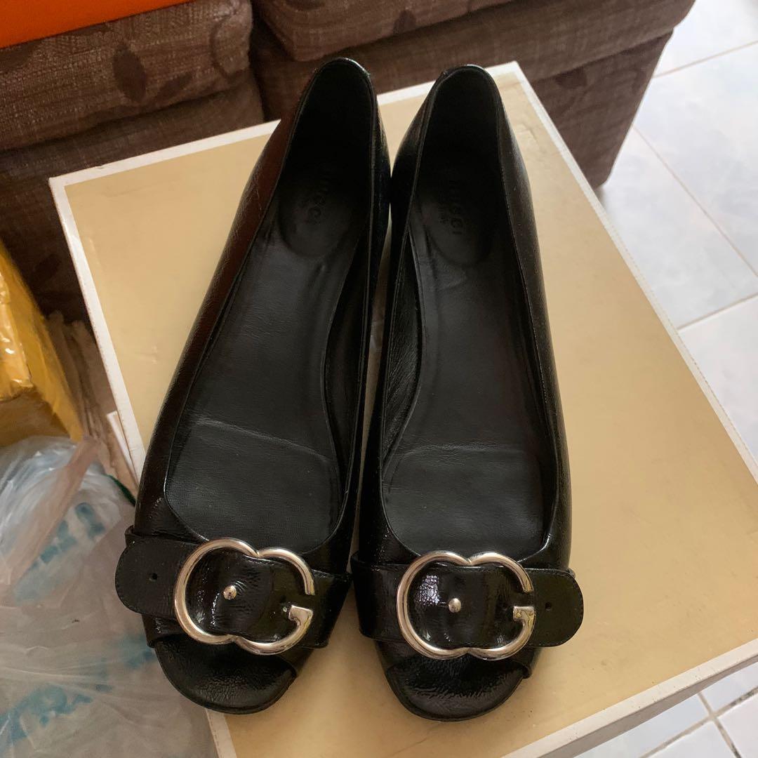 Gucci peep toe flats cheap
