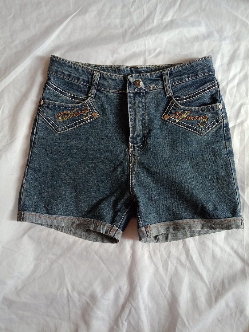 high waist maong shorts