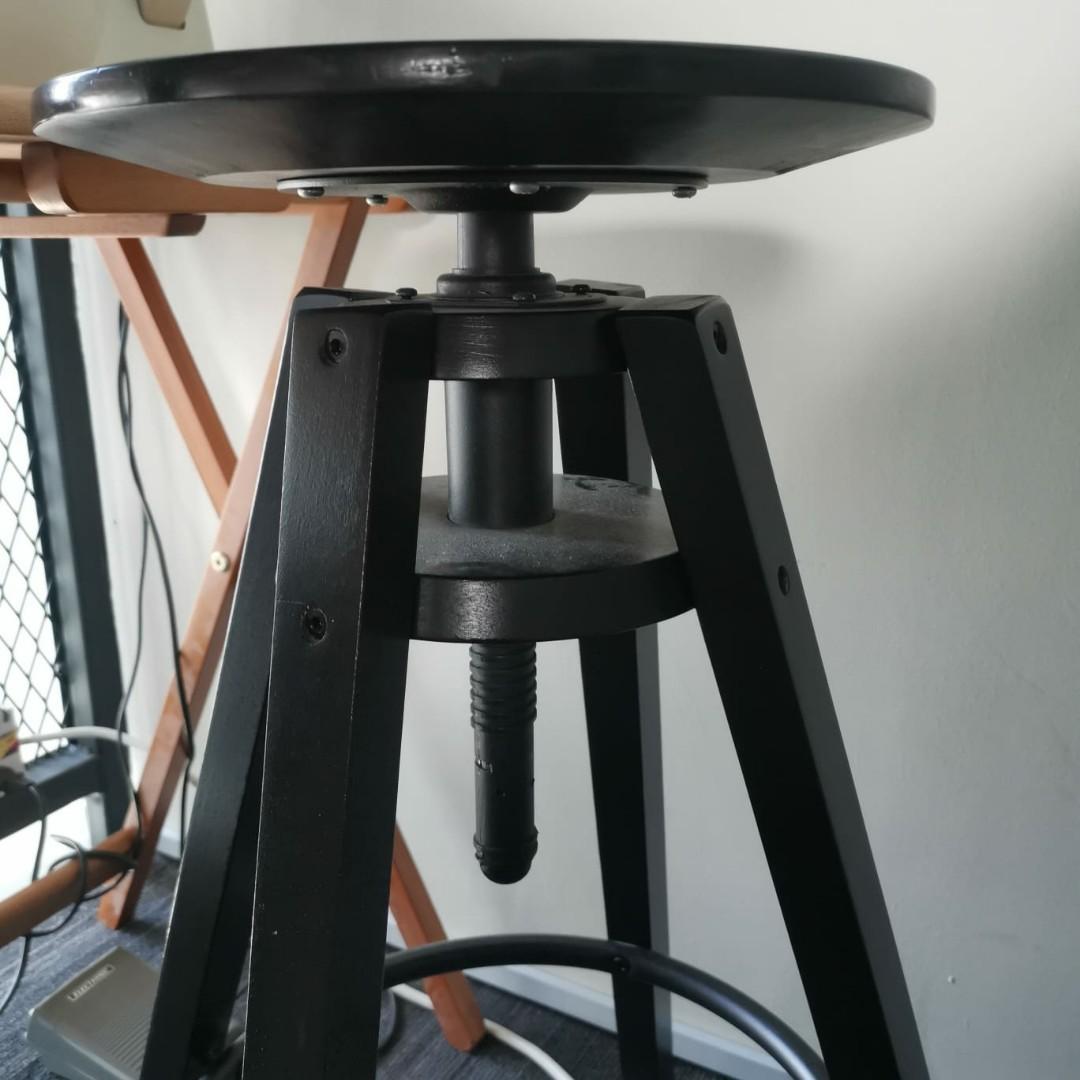 Ikea Black Wooden Bar Stool, Furniture & Home Living, Furniture, Chairs