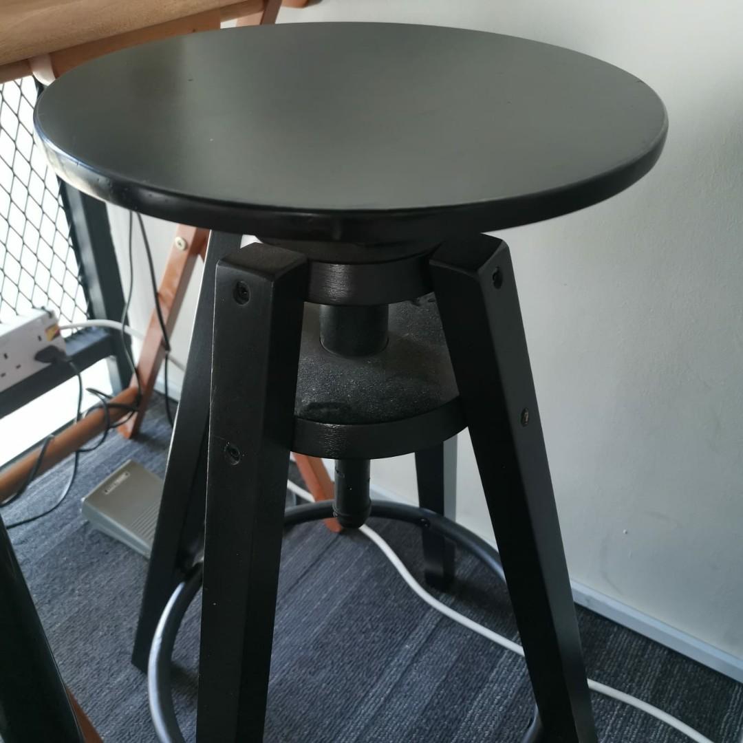 Ikea Black Wooden Bar Stool, Furniture & Home Living, Furniture, Chairs