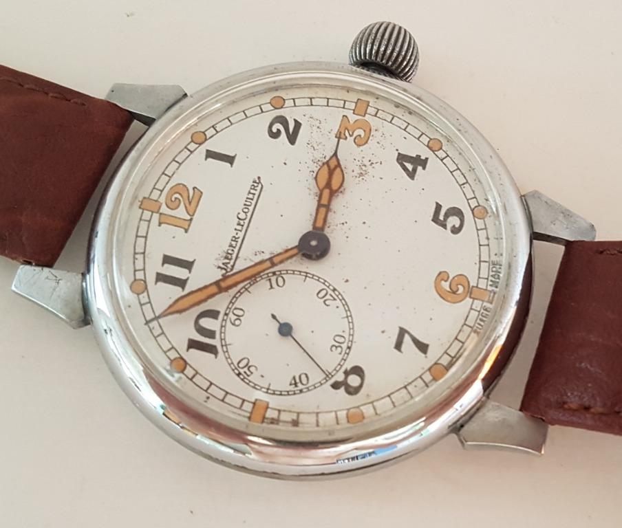 Jaeger LeCoultre Manual Winding Wrist Watch Art Deco Limited Edition Military Arrow on Case Rare Memorabilia Aviator s Memento Pilot Souvenir