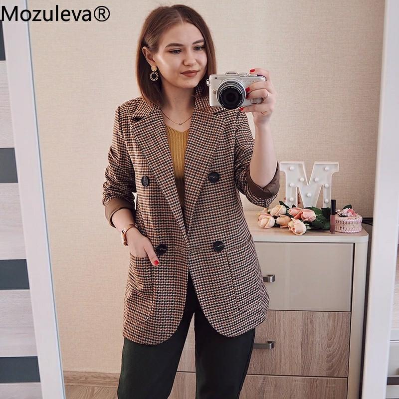 Korean Plaid Women Work Blazer Jacket Casual Jacket Female Slim