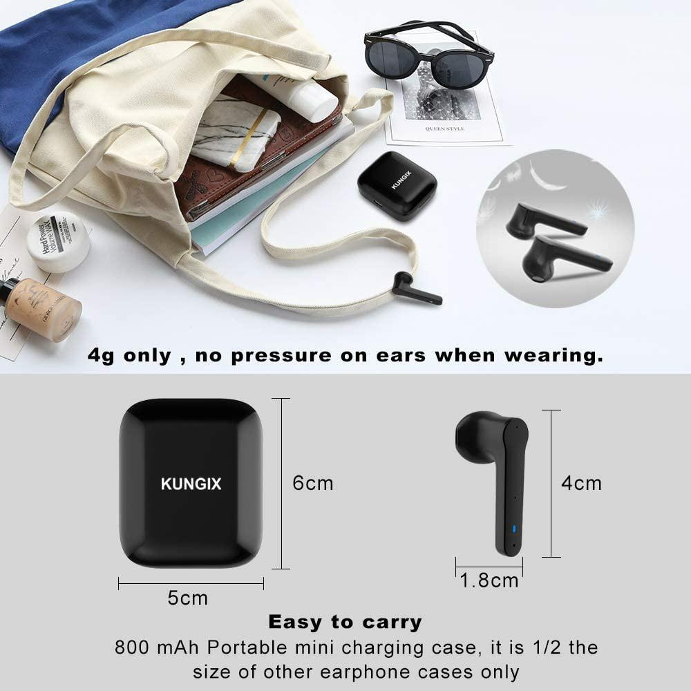 KUNGIX Wireless Headphones Bluetooth 5.0 Wireless Earphones with Mic Portable Charging Case Wireless Earbuds 4H Playtime IPX7 Waterproof TWS in Ear