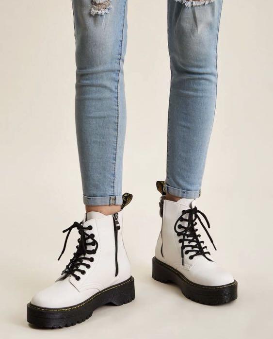 white laces in combat boots