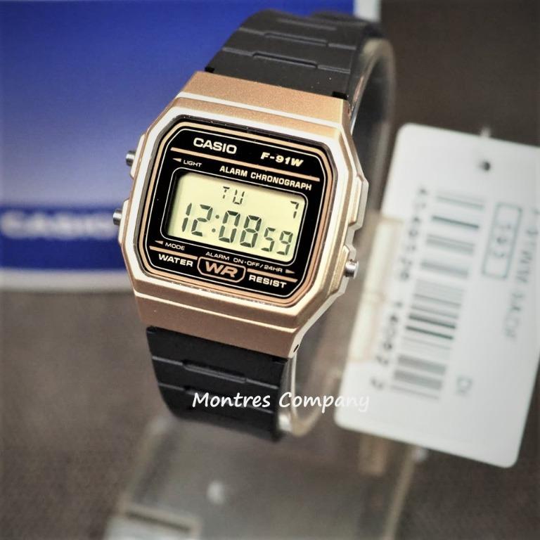 Montres Company 香港註冊公司(33年老店) 卡西歐 CASIO F91 F91WM F-91 F-91WM F-91WM-9 F-91WM-9A 復古風 七年電池壽命 黑金色 十二款色有現貨 （分類：手錶）位於 Hong Kong。 由 montres_company_since1993 提交（商品編號 152223545，圖片 3）。簡介： ⌚ CASIO F-91 系列有 W-1(黑色藍邊)、W-3(黑色綠邊、WG-9(黑色金邊)、WM-1B(灰色)、WM-2A(黑藍色)、WM-3A(黑綠色)、WM-7A(黑銀色)、WM-9A(黑金色)、WS-2(粉藍色透明錶帶)、WS-4(粉紅色透明錶帶)、WS-7(銀白色透明錶帶)、WS-8(灰色透明錶帶)，十二款色有現貨，可以即日交收。 ⌚結構 • 錶帶 樹脂錶帶 • 防水 防水 • 電源供應和電池使用時間 大約電池壽命：CR2016 為 7 年 • 玻璃 樹脂玻璃 ⌚功能 • 秒錶 1/100 秒秒錶 測量限度：59'59.9