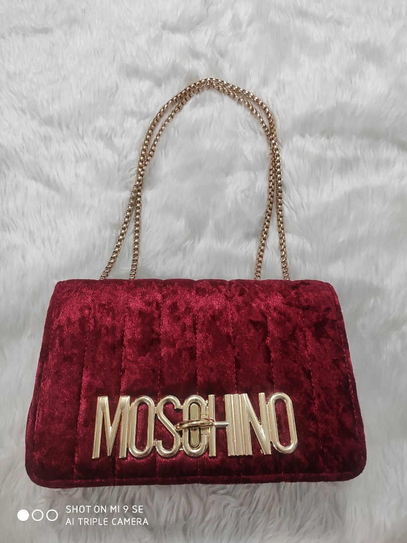 Red Moschino Cheap and Chic Quilted Bag Suede and Patent Leather Lock and  key | eBay