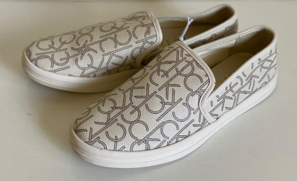 Calvin klein white slip on shoes hotsell