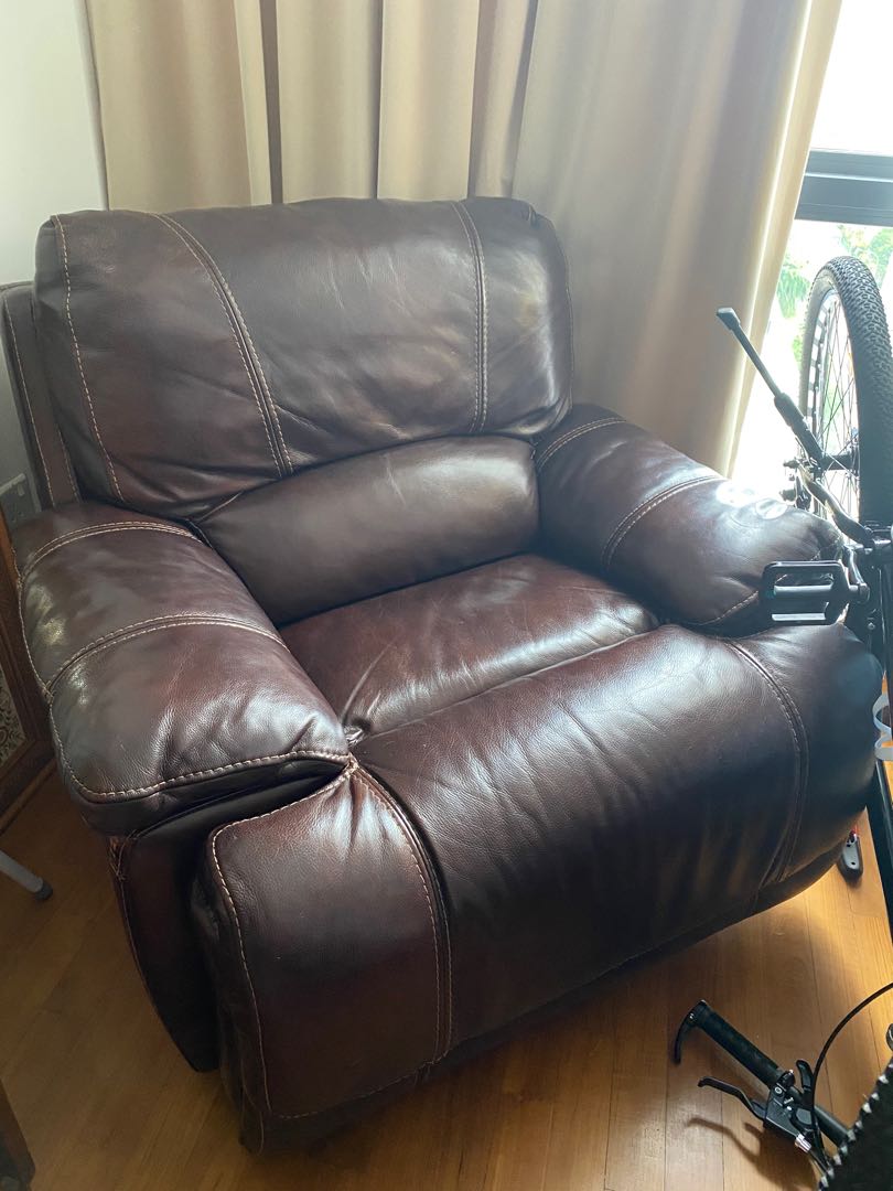 Oversized leather rocking recliner, Furniture, Sofas on Carousell