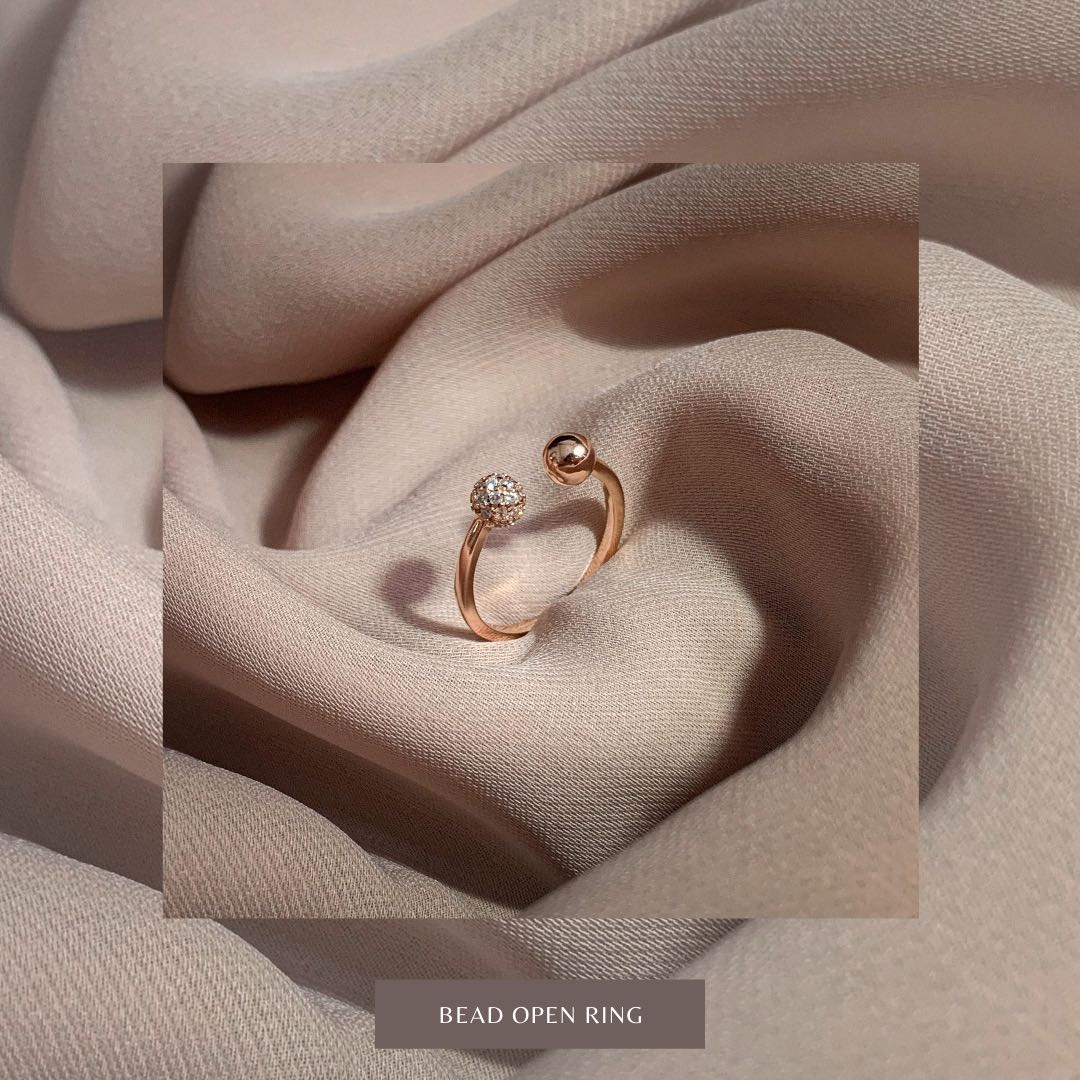 Polished & pavé clearance bead open ring