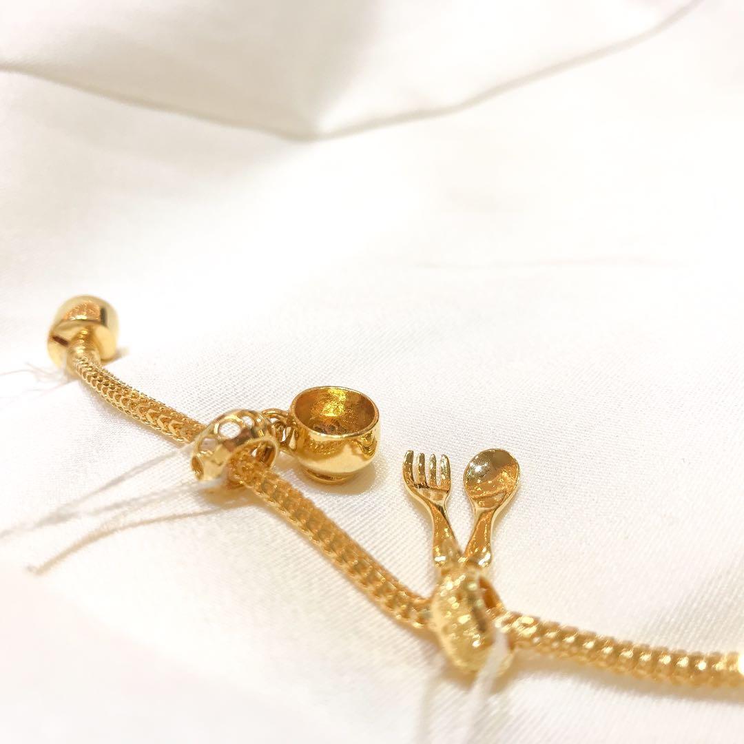 Rantai Tangan Bead Pandora Emas Gelang Tali Liontin Pandora Tabung