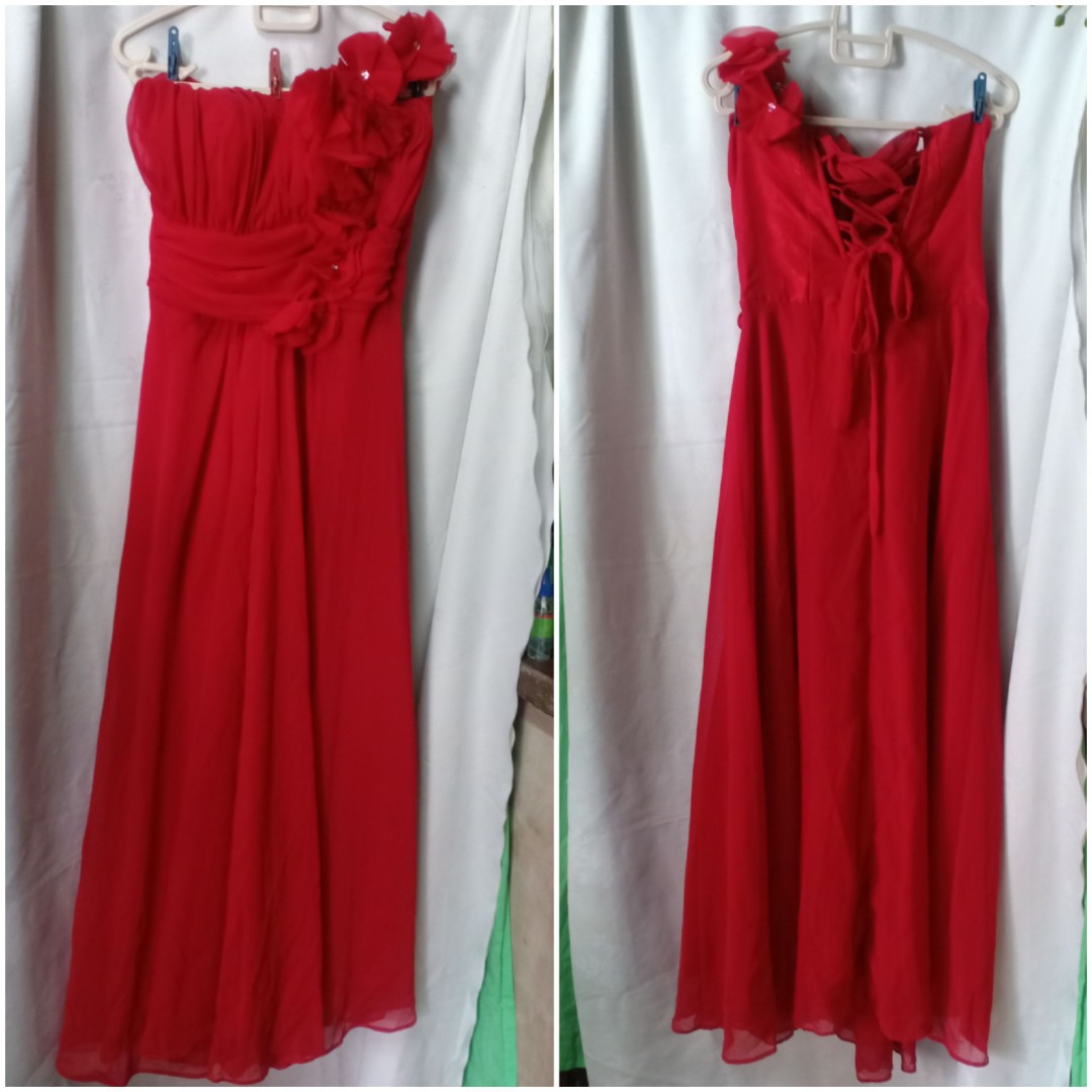 long red chiffon dress
