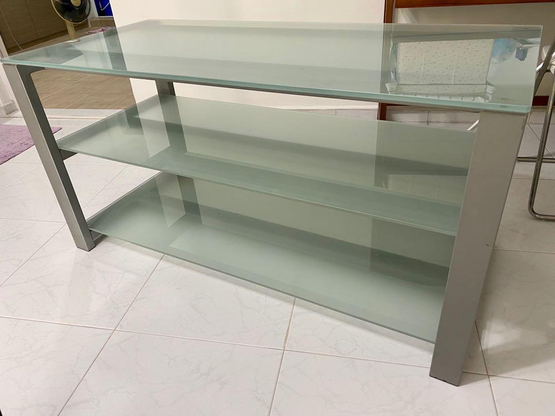 Tempered Glass Meta Frame Tv Console Furniture Shelves Drawers On Carousell