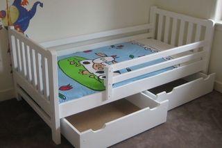 Toddler bed with storage drawers, children's bed, single bed