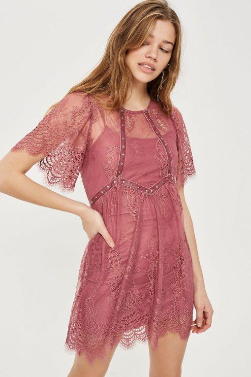 topshop pink velvet dress
