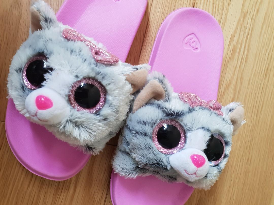 grey cat slippers