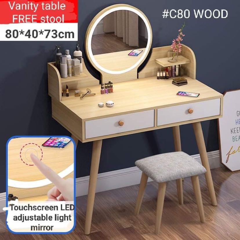 C80 Vanity Table Set with Ring Light Mirror Furniture Home