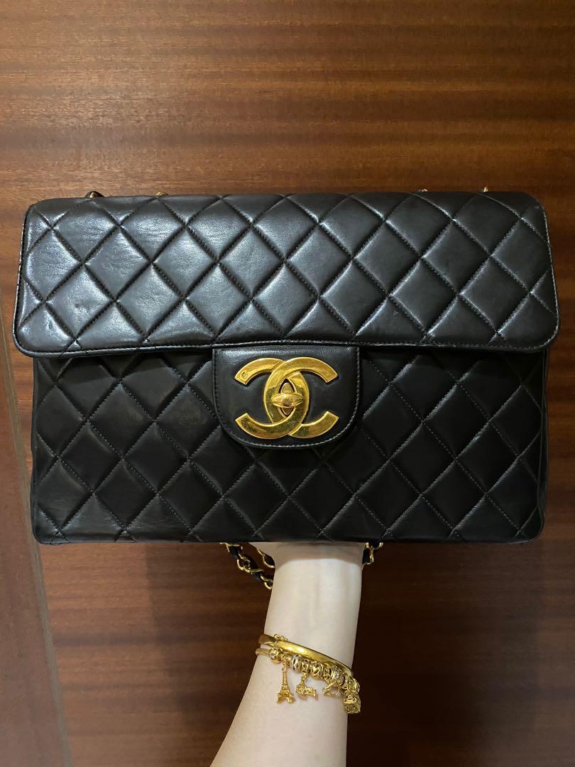 CHANEL Black Vintage Maxi/ XL Jumbo Classic Flap Gold Hw - Timeless Luxuries