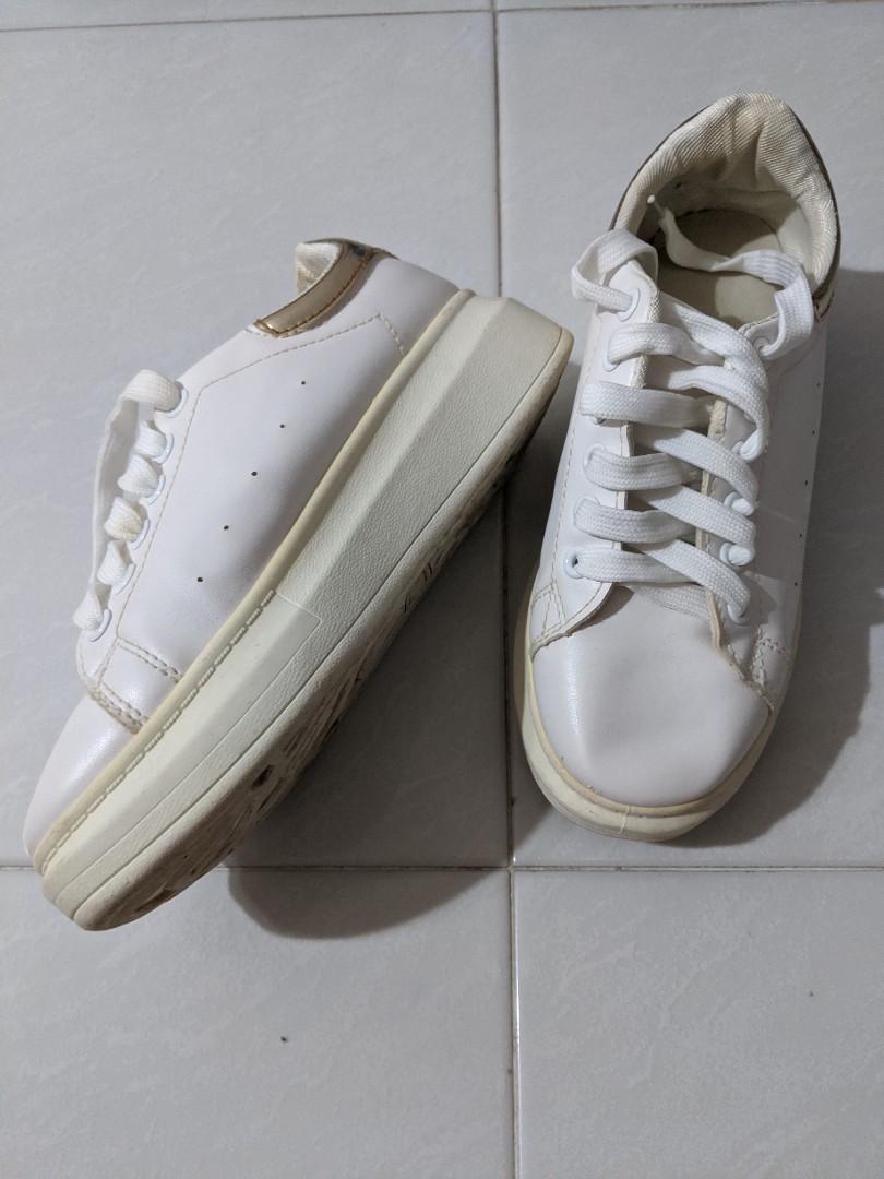 gold and white sneakers womens
