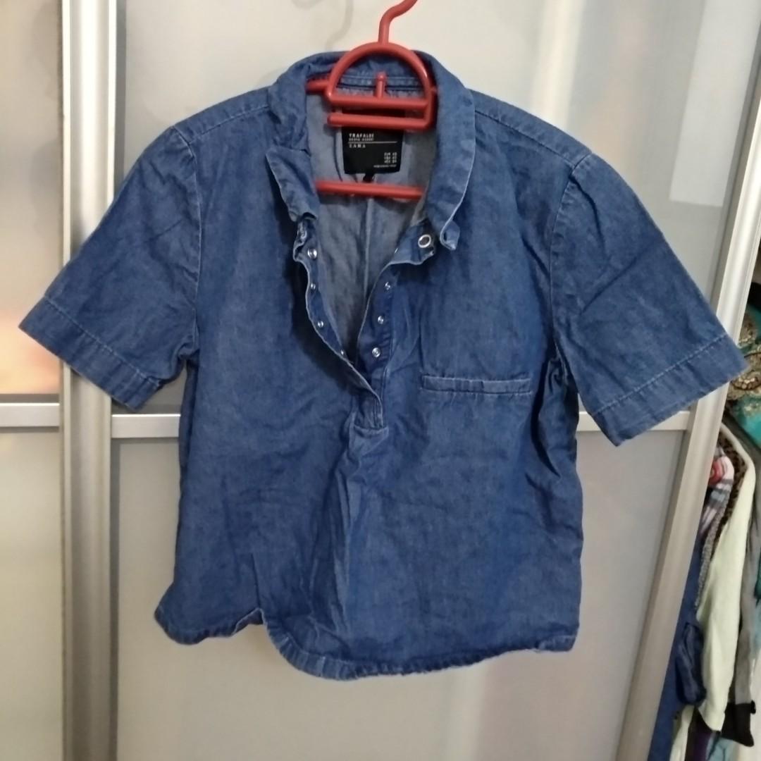 zara denim crop top