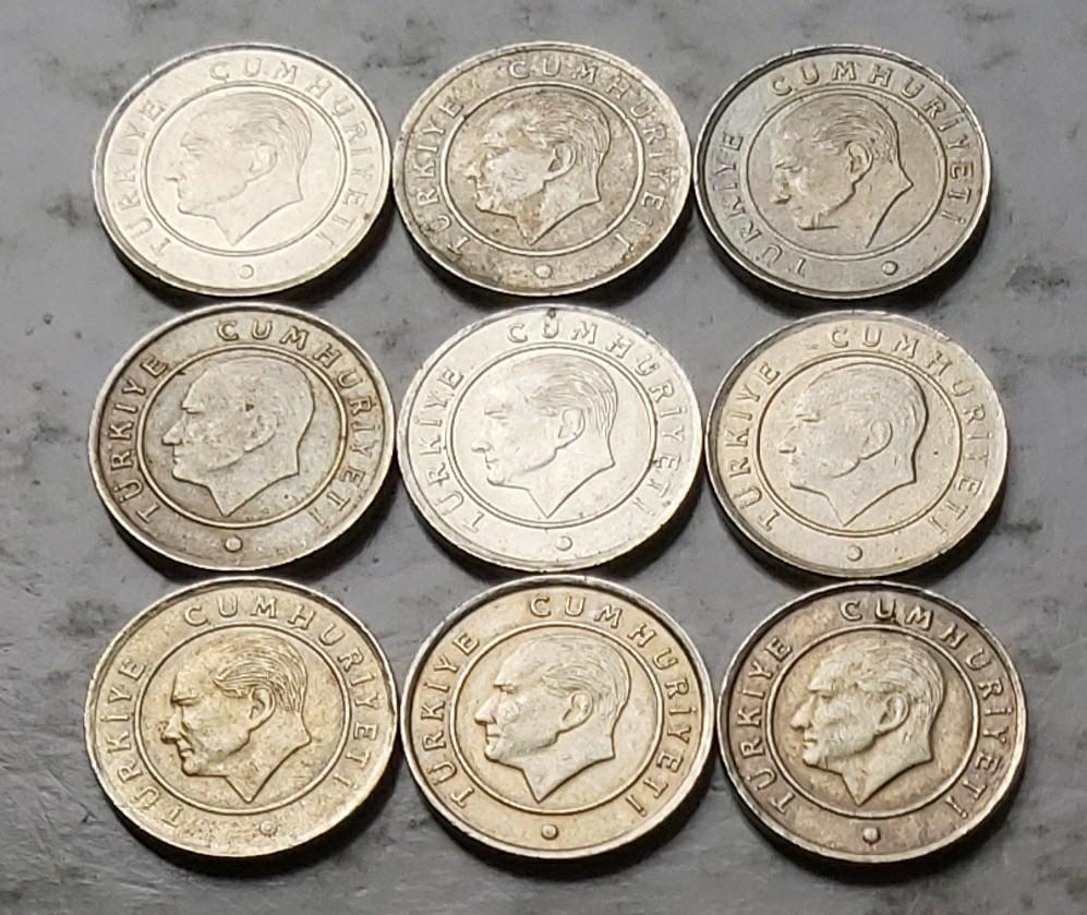 土耳其0.25里拉硬幣共9枚（品相實物如圖）, 興趣及遊戲, 玩具& 遊戲類- Carousell