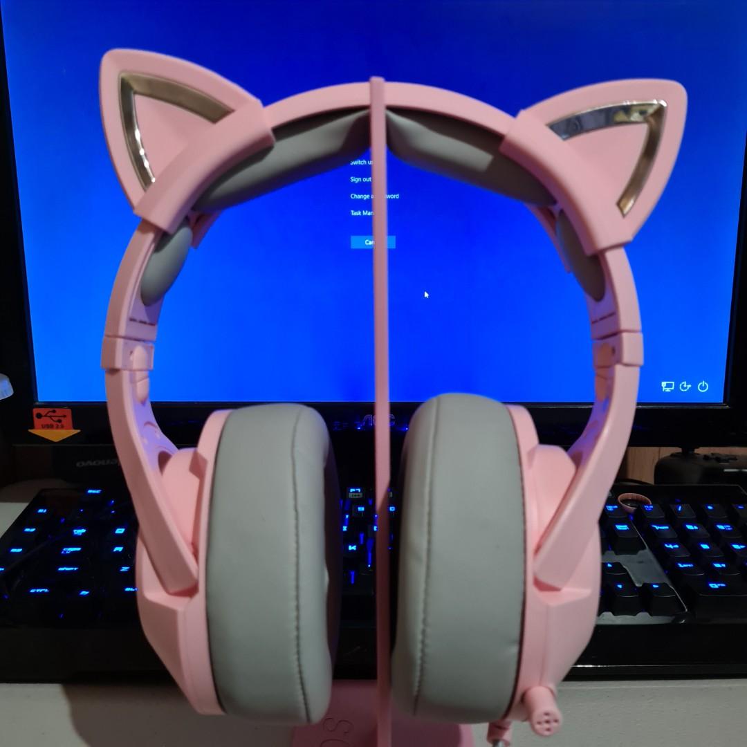 New Onikuma K9 Pink Cat Ear Headphones Video Gaming Gaming Accessories On Carousell