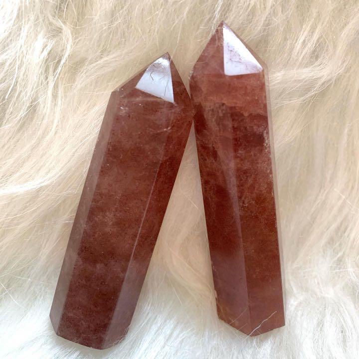 草莓晶柱天然水晶水晶柱 手作 自家設計 手作產品 飾物 Carousell