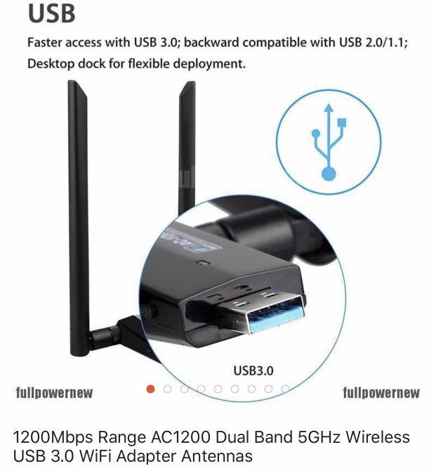 AC1200 5DB Antenna Wireless USB Adapter, Computers & Tech, Parts ...