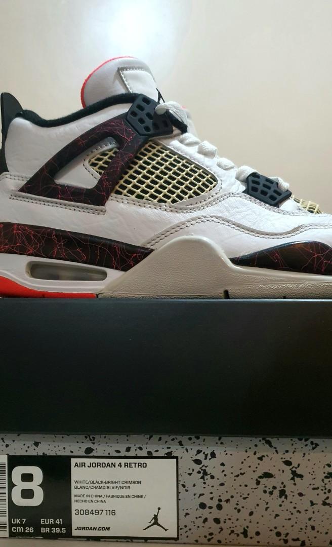 Jordan 4 white black bright crimson hot sale
