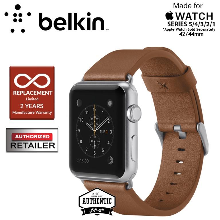 Belkin Classic Leather Band for Apple Watch Series 7 SE 6 5 4 3 2 1 45mm 42mm 44mm Tan