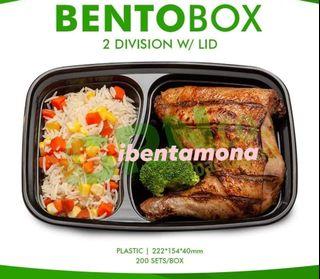 Bento box 2 div with lid plastic