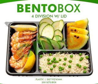 Bento box 3 div with lid plastic