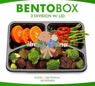 Bento box 4 div with lid plastic