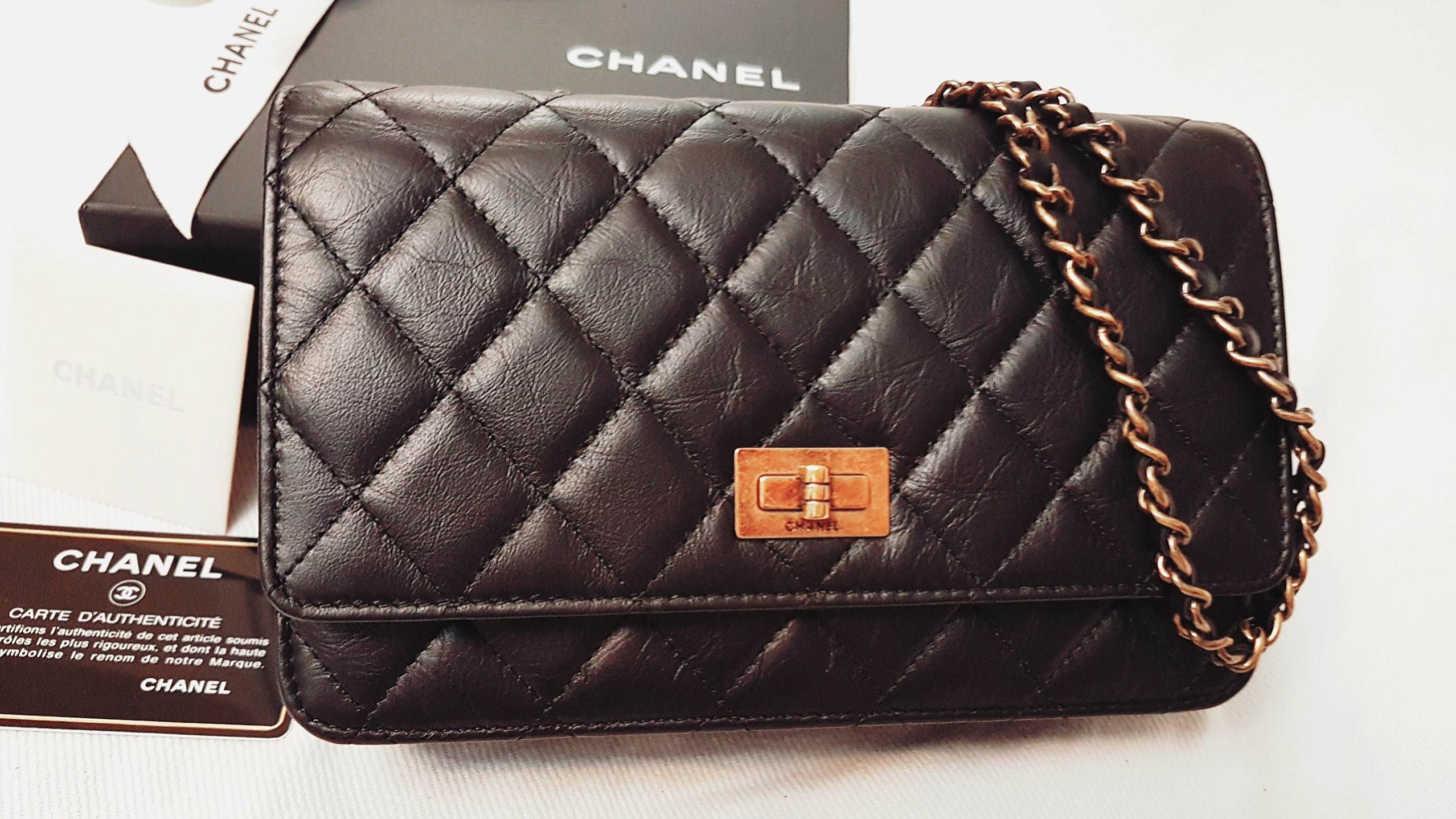 (SOLD) CHANEL REISSUE 2.55 WALLET-ON-CHAIN (WOC) BLACK AGED CALF LEATHER BAG