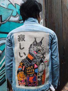 Jaket Lukis Custom Lonely Cat