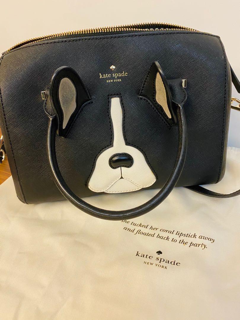 Kate Spade Ma Cherie Antoine French Bulldog Handbag, 名牌, 袋 & 銀包 Carousell