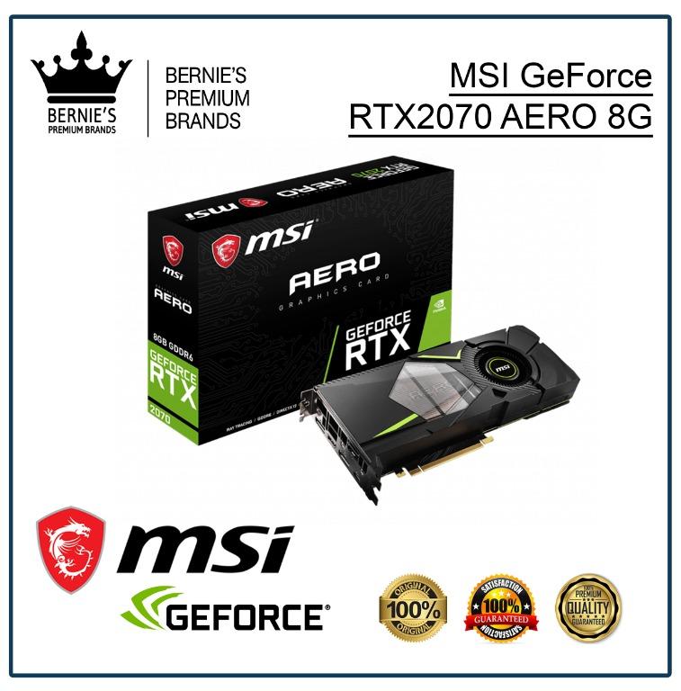 MSI GeForce RTX2070 AERO 8G (Category: Computer Parts) located in Pasay City. Submitted by premiumbrands (Listing ID 1029356310, Image 1). Description: 100% Certified Original/Genuine product. Everything is brand new, and factory sealed. Available, and ready for FREE delivery via LBC Hong Kong (3-7 days). Check out our FACEBOOK pages: Bernie's Premium Brands - Gadgets Bernie's Premium Brands – Women.