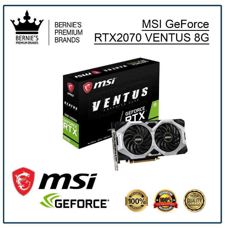 MSI GeForce RTX2070 VENTUS 8G (Category: Computer Parts) located in Pasay City. Submitted by premiumbrands (Listing ID 1029357720, Image 1). Description: 100% Certified Original/Genuine product. Everything is brand new, and factory sealed. Available, and ready for FREE delivery via LBC Hong Kong (3-7 days). Check out our FACEBOOK pages: Bernie's Premium Brands - Gadgets Bernie's Premium Brands – Women.