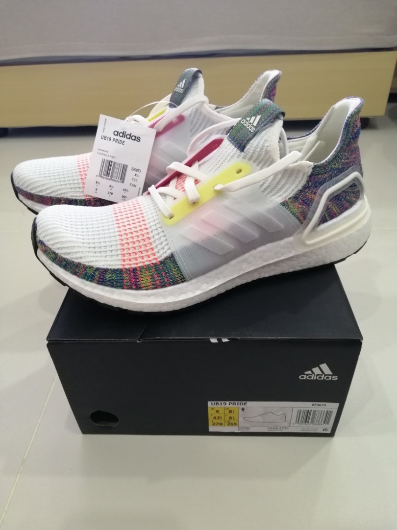 New Adidas running Ultraboost 19 Pride shoes white EF3675