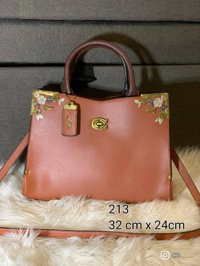 Coach mason carryall top with metal tea rose
