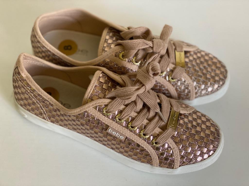 Bebe rose gold sneakers hotsell