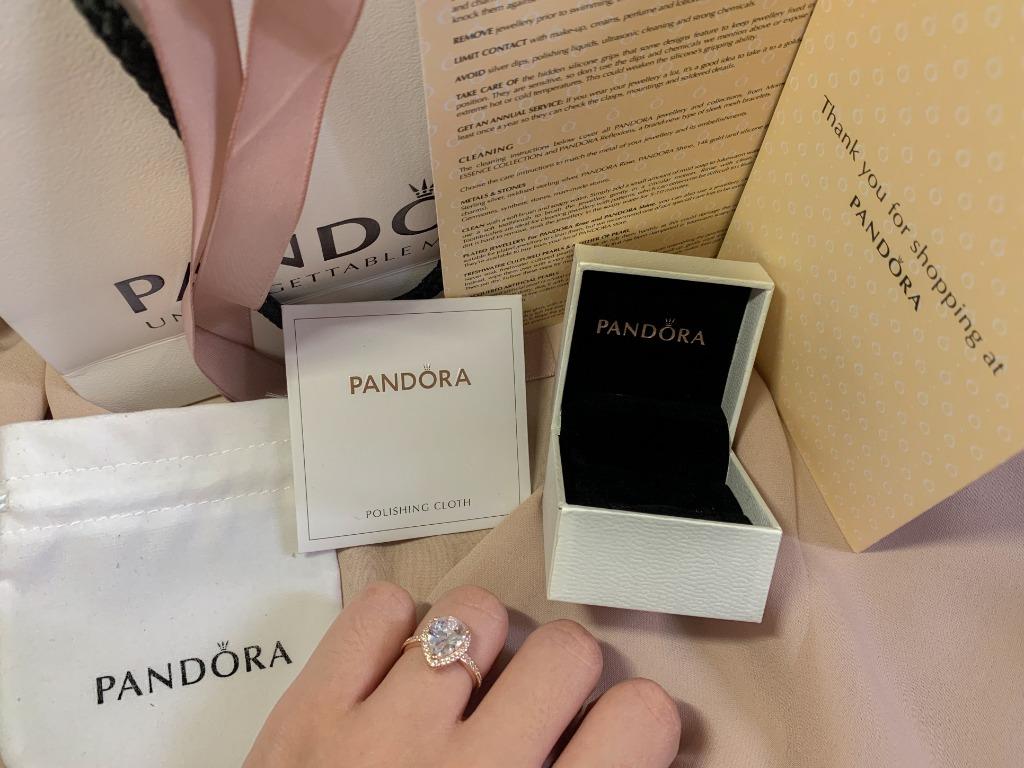 Pandora Sparkling Teardrop Halo Ring Luxury Accessories on Carousell