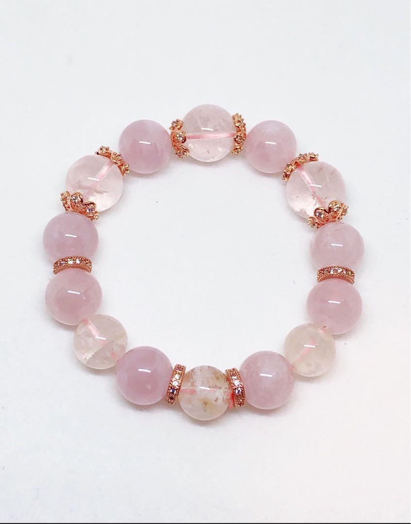 Genuine rose store quartz bracelet